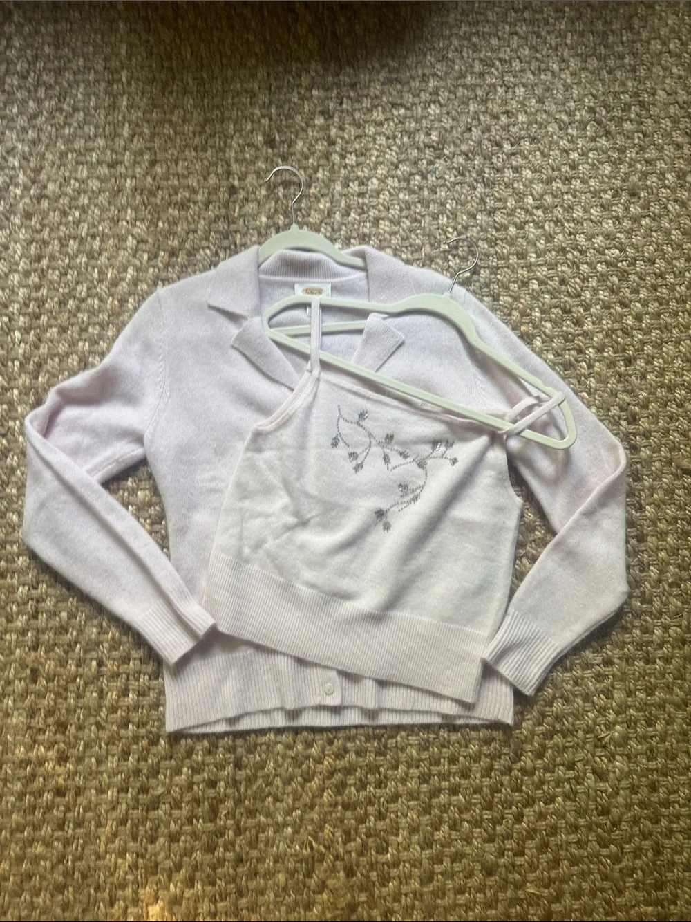 Talbots Light Pink Knit Tank and Cardigan Set